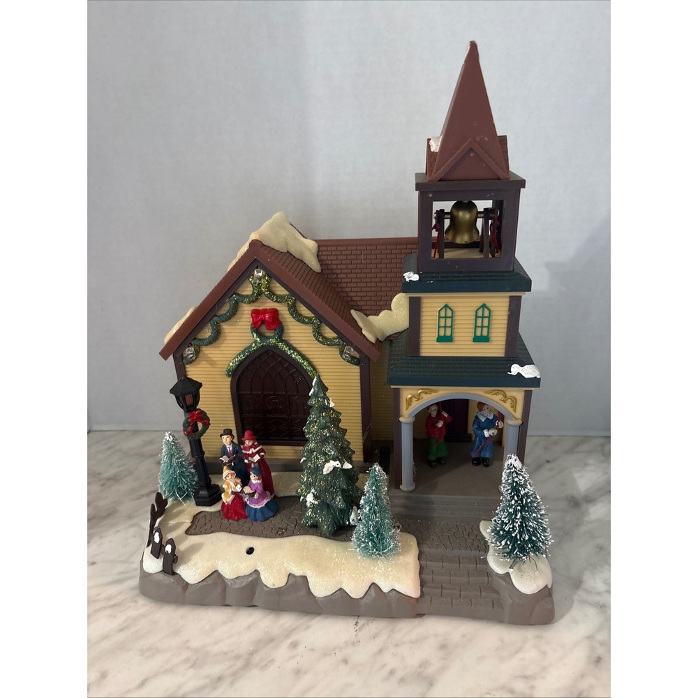 Eluceo In Motion Animated Christmas Village Church Carolers Lighted Bell Ringers